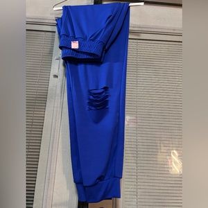 Blue Distressed Joggers